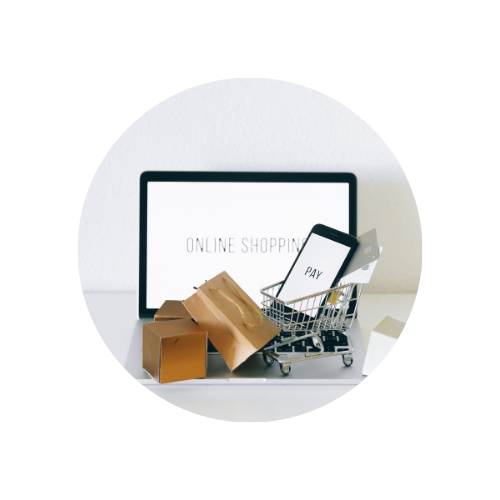Picture of shopping cart and laptop