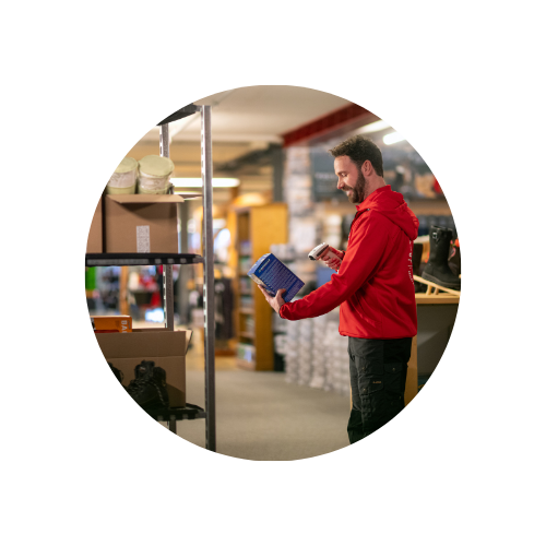 Man who scans a package 